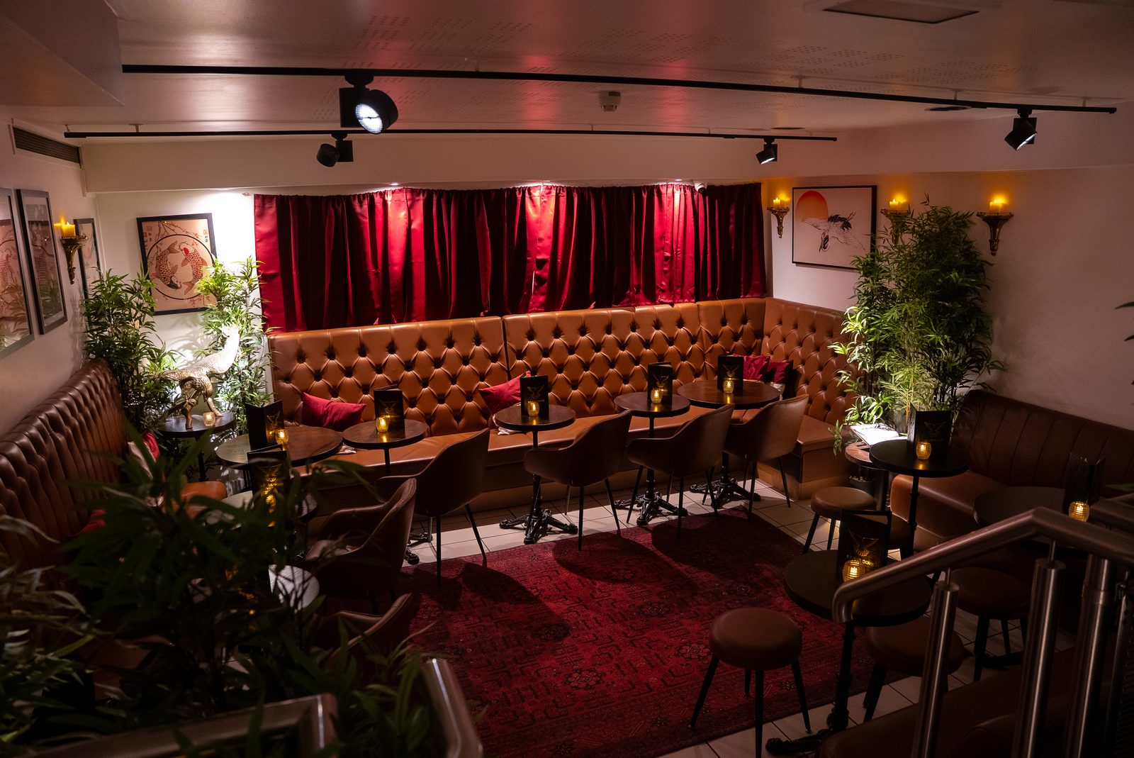 Brass Dove, the bar downstairs at Hotori, laid out for an evening